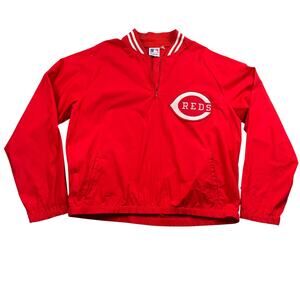 Vintage 90s Cincinnati Reds Majestic Quarter-Zip Pullover Jacket Mens Large